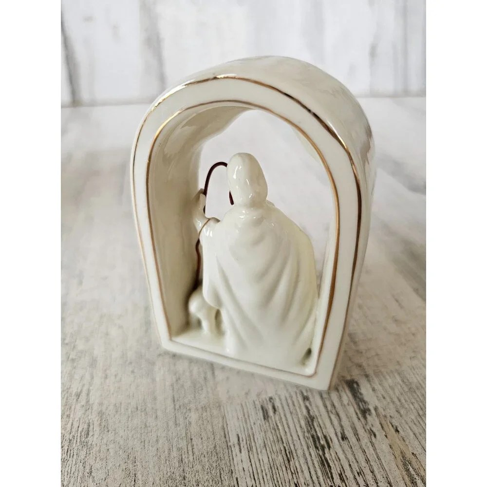 Vintage porcelain‎ Joseph Mary Jesus lamb white religious statue figuring decor